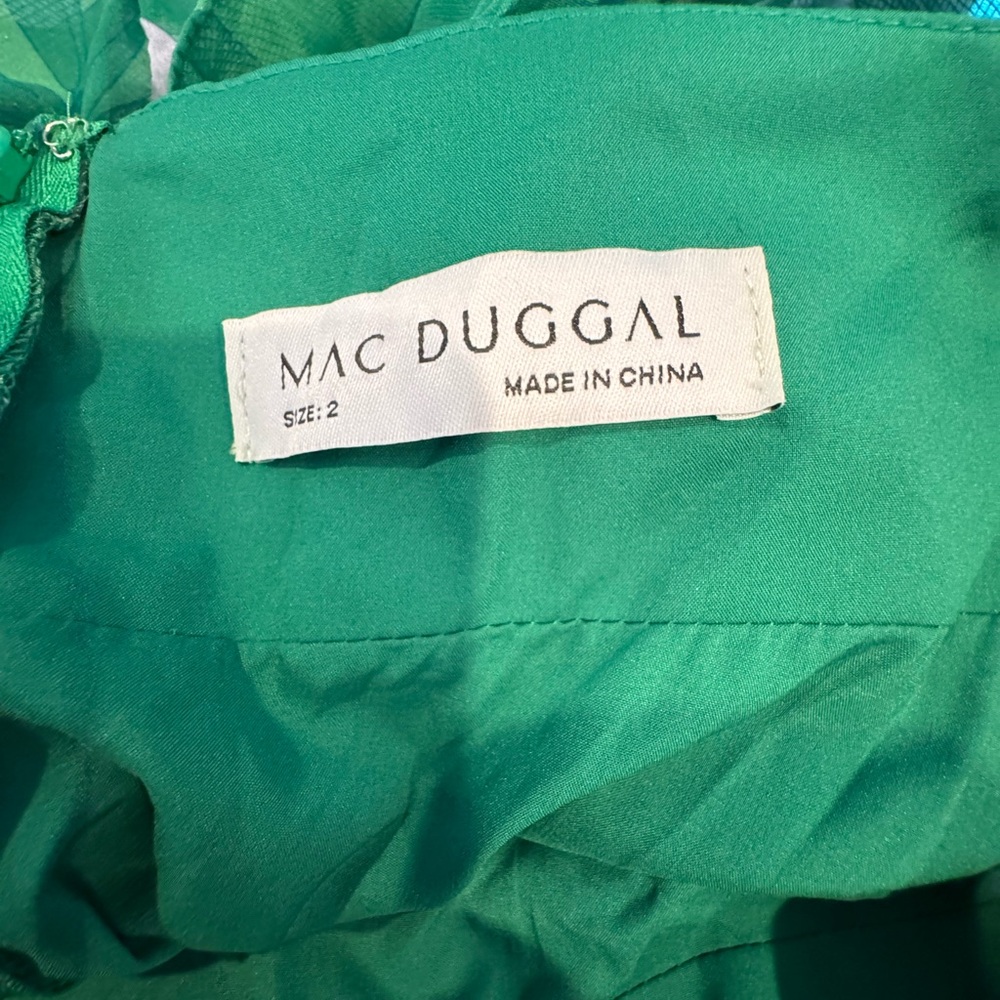 🦄 NWT Mac Duggal Sz 2 Printed Chiffon Green Floral A-Line Tiered Ruffle Skirt - Picture 15 of 16